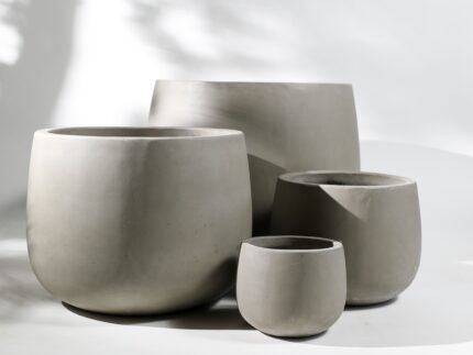 Grey cement fiber pot