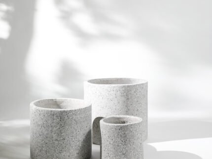 Grey Terrazzo cement fiber pot