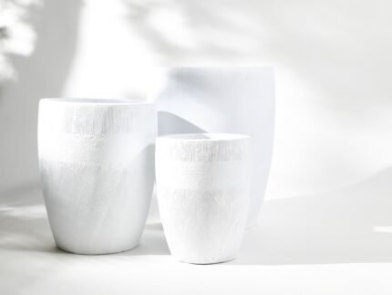 White cement fiber pot